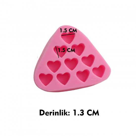 Silikon Kalıp Çoklu Derin Kalp Mum Taş Tozu Kalıbı 10 Lu