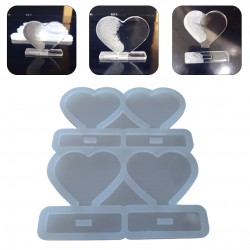 Epoksi Reçine Silikon Kalıp Çoklu Kalp Magnet Kalıbı Ayaklı Kalp Masa Süsü Kalıbı 7.5x6 CM