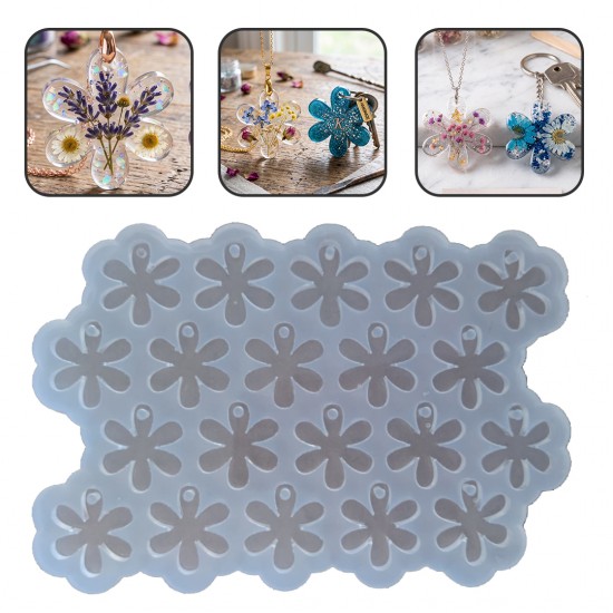 Epoksi Reçine Silikon Kalıp Papatya Model Delikli Anahtarlık Kalıbı 3.5 X3 CM Epoksi Reçine Silikon Kalıp Papatya Model Delikli Anahtarlık Kalıbı 3.5 X3 CM
