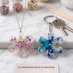Epoksi Reçine Silikon Kalıp Papatya Model Delikli Anahtarlık Kalıbı 3.5 X3 CM