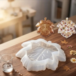 Epoksi Silikon Kalıp  3D Ağaç Yaprağı Modeli Tabak Kalıbı 13.5x15.2 CM