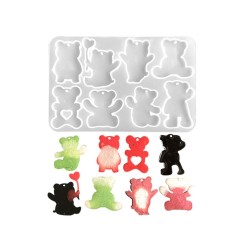 Epoksi Ayıcık Kalıbı Kalıpli Ayı Anahtarlık Kalıbı Ayıcık Kolye Silikon Kalıp 8 li