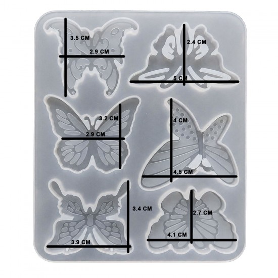 Epoksi Çoklu Kelebek Figürlü Anahtarlık Kolye Ve Küpe Kalıbı 6 Lı