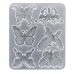 Epoksi Çoklu Kelebek Figürlü Anahtarlık Kolye Ve Küpe Kalıbı 6 Lı