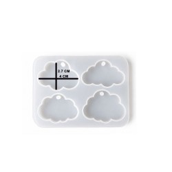 Epoksi Çoklu Silikon Kalıp Bulut Modeli Anahtarlık Süsleme Silikon Kalıbı 4 Lü