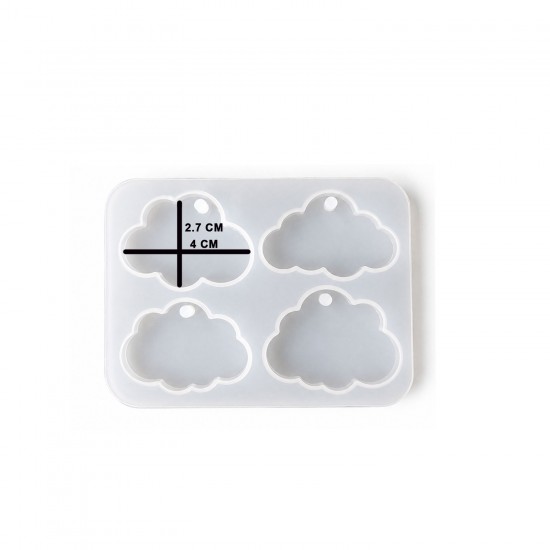 Epoksi Çoklu Silikon Kalıp Bulut Modeli Anahtarlık Süsleme Silikon Kalıbı 4 Lü