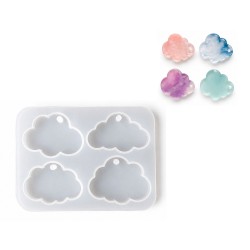 Epoksi Çoklu Silikon Kalıp Bulut Modeli Anahtarlık Süsleme Silikon Kalıbı 4 Lü