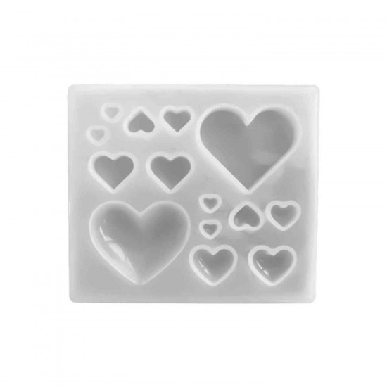 Epoksi Silikon Çoklu Kalp Anahtarlık Süsleme Silikon Kalıbı