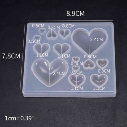 Epoksi Silikon Çoklu Kalp Anahtarlık Süsleme Silikon Kalıbı