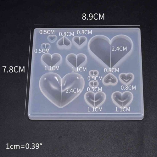 Epoksi Silikon Çoklu Kalp Anahtarlık Süsleme Silikon Kalıbı