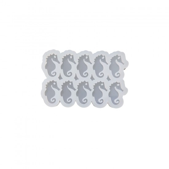 Epoksi Silikon Kalıp Çoklu Deniz Atı Kalıbı Delikli Deniz Atı Anahtarlık Kalıbı 4.4X3 CM 10 lu