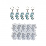 Epoksi Silikon Kalıp Çoklu Deniz Atı Kalıbı Delikli Deniz Atı Anahtarlık Kalıbı 4.4X3 CM 10 lu