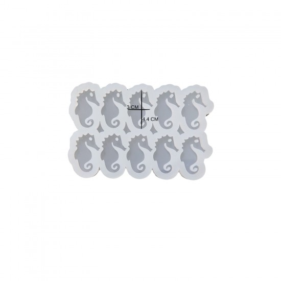 Epoksi Silikon Kalıp Çoklu Deniz Atı Kalıbı Delikli Deniz Atı Anahtarlık Kalıbı 4.4X3 CM 10 lu