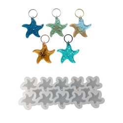Epoksi Silikon Kalıp Çoklu Deniz Yıldız Kalıbı Delikli Deniz Yıldızı Anahtarlık Kalıbı 4.7X4.5 CM 10 lu