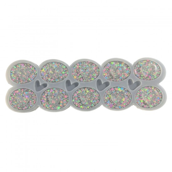 Epoksi Silikon Kalıp Çoklu Kalp Anahtarlık Kalıbı Oval Ortası Boş Kalp Kolye Kalıbı 4.5x3.4 CM