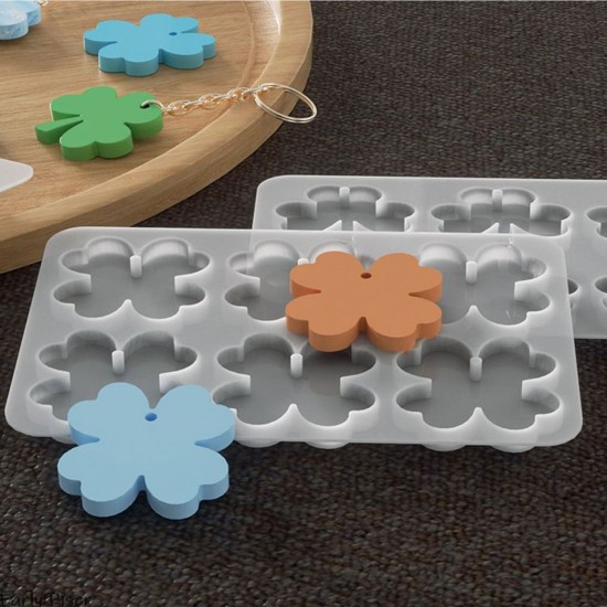 Epoksi Silikon Yonca Kalıbı Yonca Anahtarlık Kalıbı Kolye Yonca Kalıbı Silikon