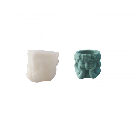 Silikon 3D Dekoratif Heykel Saksı ve Mumluk Düşünen Kız Figür Kalıp Taş Tozu ve Beton Kalıbı Küçük Boy Silikon 3D Dekoratif Heykel Saksı ve Mumluk Düşünen Kız Figür Kalıp Taş Tozu ve Beton Kalıbı Küçük Boy