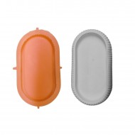 Silikon 3D Dekoratif Kalıp Oval Çizgili Sunum Tepsisi ve Mumluk Kalıbı Taş Tozu ve Beton Kalıbı 13X23 CM
