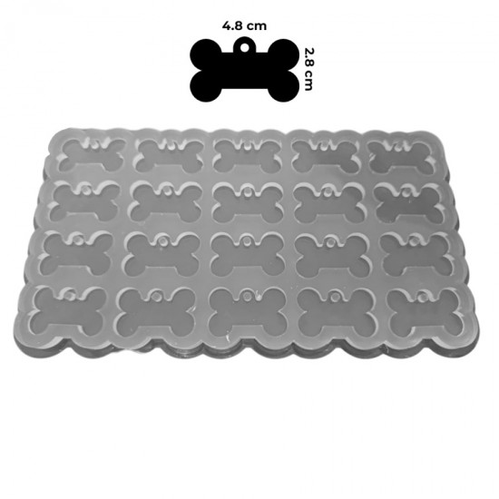 Silikon Kalıp Epoksi Çoklu Köpek Kemik Tasma Künyesi Kalıbı 20 li 4.8 x 2.8 CM Silikon Kalıp Epoksi Çoklu Köpek Kemik Tasma Künyesi Kalıbı 20 li 4.8 x 2.8 CM