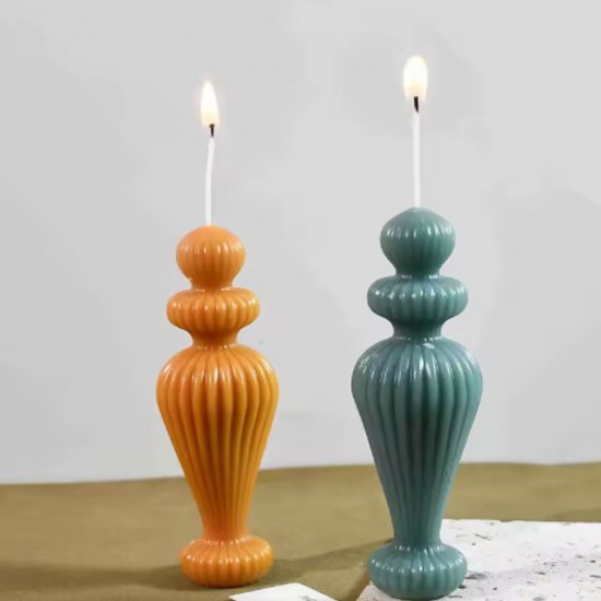 Silikon Avrupa Çizgili Mum Kalıbı Aromaterapi Mumluk Süs Masaüstü Dekorasyon Mumu 12.7 CM Silikon Avrupa Çizgili Mum Kalıbı Aromaterapi Mumluk Süs Masaüstü Dekorasyon Mumu 12.7 CM