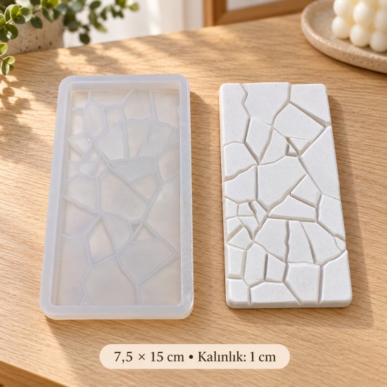 Doğal Taş Mozaik Desenli Dikdörtgen Silikon Kalıp 7,5x15 cm – Taş Tozu, Beton, Seramik Tozu ve Alçı Döküm Kalıbı Doğal Taş Mozaik Desenli Dikdörtgen Silikon Kalıp 7,5x15 cm – Taş Tozu, Beton, Seramik Tozu ve Alçı Döküm Kalıbı