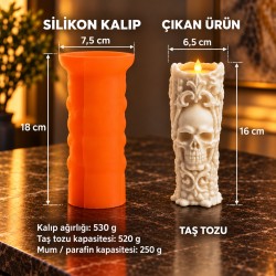 Cadılar Bayramı Halloween Kuru Kafa Silikon Mum Kalıbı 18 cm