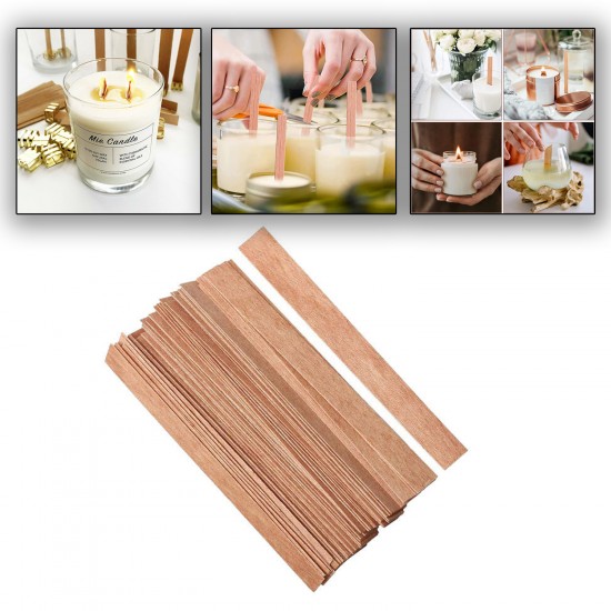 Ahşap Mum Fitili Soya Fitili Bardak Mum Fitili (50 Adet) Ahşap Mum Fitili Soya Fitili Bardak Mum Fitili (50 Adet)