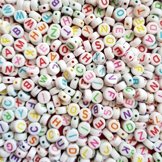 Akrilik Renkli Harfli Boncuk 4x7 MM (100 GR) Akrilik Renkli Harfli Boncuk 4x7 MM (100 GR)
