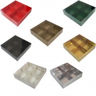 Asetat Kapaklı Karton Kutu 15x15x3 CM 4 Bölmeli Kutu (10 Adet)