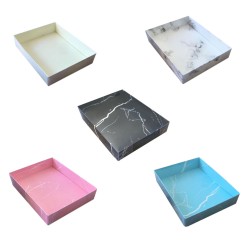 Asetat Kapaklı Karton Kutu Mermer Desenli 12X15X3 CM (10 Adet) Asetat Kapaklı Karton Kutu Mermer Desenli 12X15X3 CM (10 Adet)