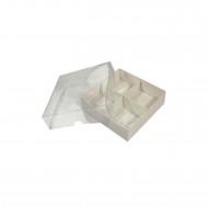 Asetat Kapaklı Karton Kutu 12x12x3 CM 4 Bölmeli Kutu (10 Adet)