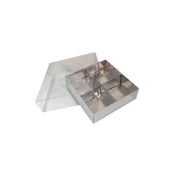 Asetat Kapaklı Karton Kutu 12x12x3 CM 4 Bölmeli Kutu (10 Adet)
