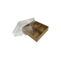 Asetat Kapaklı Karton Kutu 12x12x3 CM 4 Bölmeli Kutu (10 Adet)