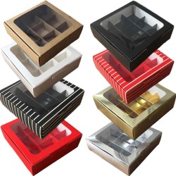 Asetat Pencereli Karton Kutu 15x15x5 CM 9 Bölmeli Kutu (10 Adet) Asetat Pencereli Karton Kutu 15x15x5 CM 9 Bölmeli Kutu (10 Adet)