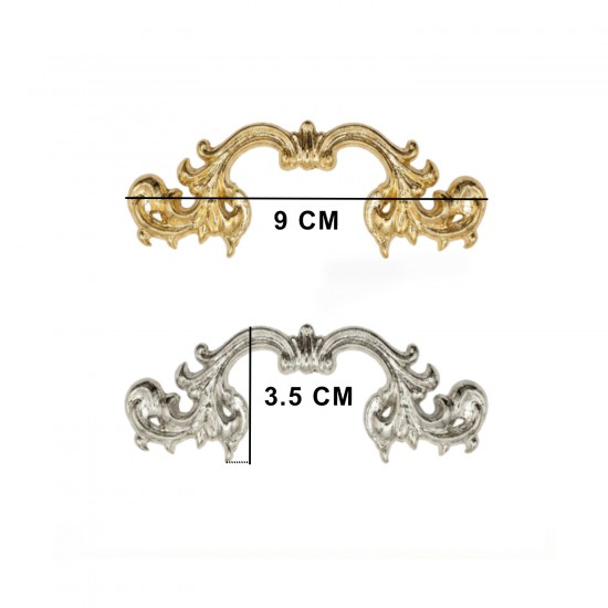 Barok Desenli Vintage Stil Lüks Tepsi ve Sunum Kulpu 9 CM (2 Adet) Barok Desenli Vintage Stil Lüks Tepsi ve Sunum Kulpu 9 CM (2 Adet)