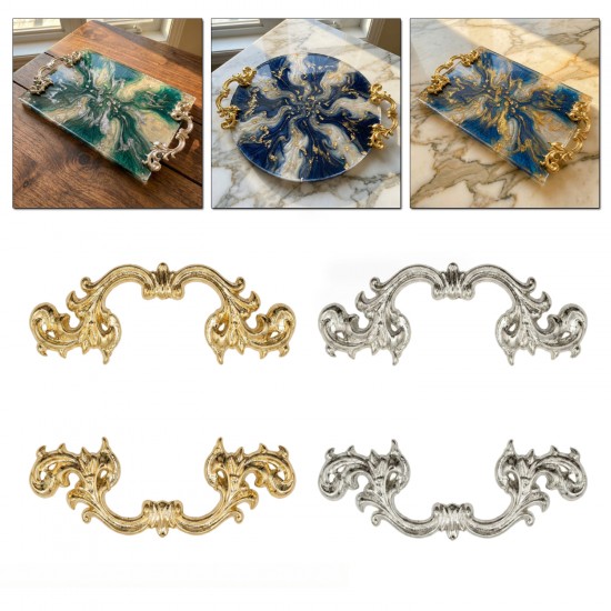 Barok Desenli Vintage Stil Lüks Tepsi ve Sunum Kulpu 9 CM (2 Adet) Barok Desenli Vintage Stil Lüks Tepsi ve Sunum Kulpu 9 CM (2 Adet)