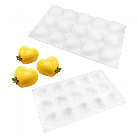 Bombeli Kalp Şeklinde Silikon Mousse, Pasta ve Tatlı Kalıbı 15 Li Bombeli Kalp Şeklinde Silikon Mousse, Pasta ve Tatlı Kalıbı 15 Li