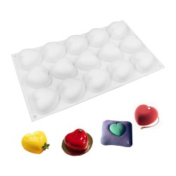 Bombeli Kalp Şeklinde Silikon Mousse, Pasta ve Tatlı Kalıbı 15 Li