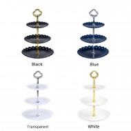 Epoksi 3 Katlı Meyve Ve Cupcake Stant Bağlantı Aparatı Stant Tutucu Çiçek Desenli 