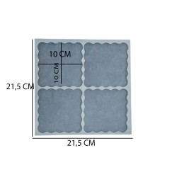 Epoksi Bardak Altlığı 10 CM Tırtıklı Kare  4 lü Epoksi Bardak Altlığı 10 CM Tırtıklı Kare  4 lü
