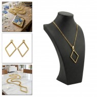 Epoksi Basık Kare Model Metal Kolye Takı Ucu (5 Adet)