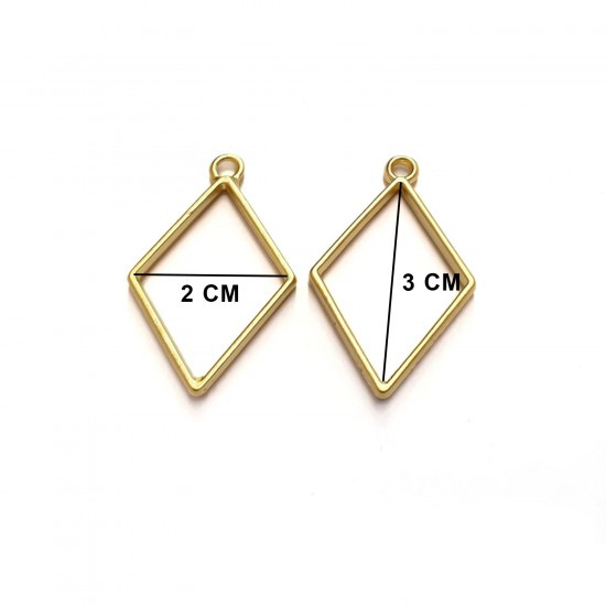 Epoksi Basık Kare Model Metal Kolye Takı Ucu (5 Adet)