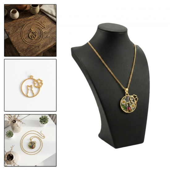 Epoksi Çember İçinde Kedi Model Metal Kolye Takı Ucu (5 Adet) Epoksi Çember İçinde Kedi Model Metal Kolye Takı Ucu (5 Adet)