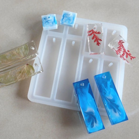 Epoksi Çoklu Anahtarlık Kare ve Dikdörtgen Model Delikli Kolye Küpe Kalıbı Epoksi Çoklu Anahtarlık Kare ve Dikdörtgen Model Delikli Kolye Küpe Kalıbı