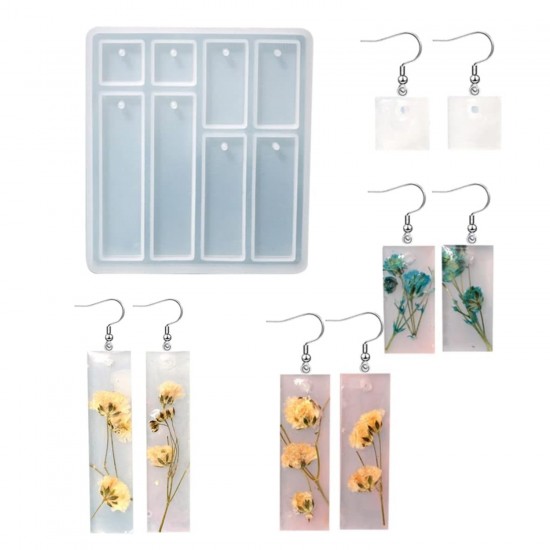 Epoksi Çoklu Anahtarlık Kare ve Dikdörtgen Model Delikli Kolye Küpe Kalıbı Epoksi Çoklu Anahtarlık Kare ve Dikdörtgen Model Delikli Kolye Küpe Kalıbı