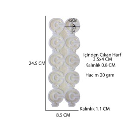 Epoksi Çoklu Silikon Kalıp Ç Harfi ( Düz)  Anahtarlık Reçine Seri Döküm Kalıbı 4 CM 10 Lu Epoksi Çoklu Silikon Kalıp Ç Harfi ( Düz)  Anahtarlık Reçine Seri Döküm Kalıbı 4 CM 10 Lu