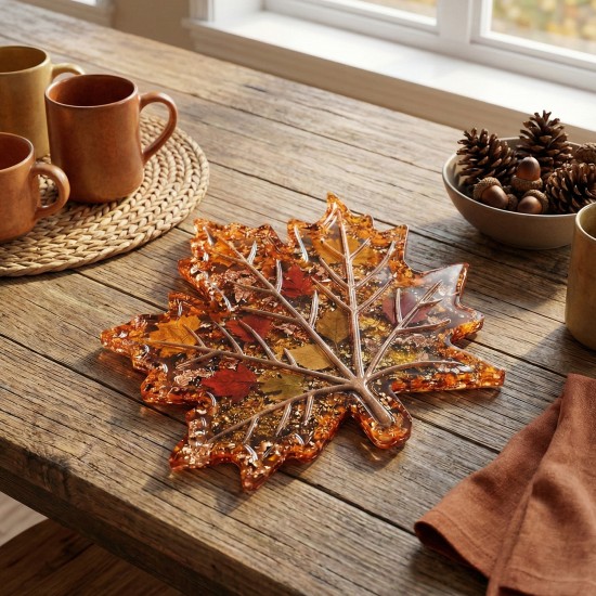 Epoksi Damar Detaylı Çınar Yaprağı Bardak Altlığı Kalıbı 13 CM Epoksi Damar Detaylı Çınar Yaprağı Bardak Altlığı Kalıbı 13 CM