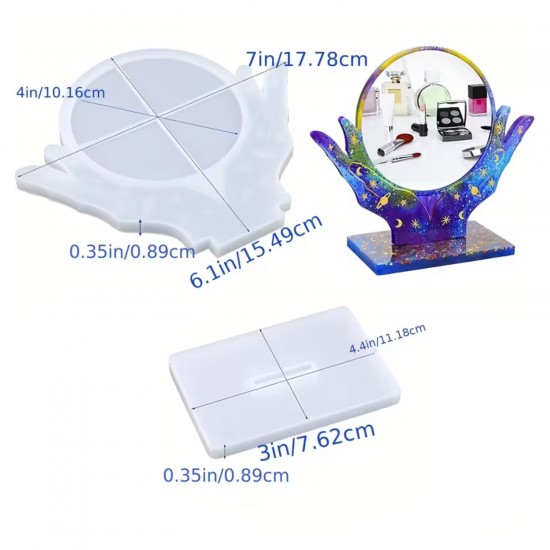 Epoksi Desenli Ayaklı Ayna Kalıbı - Dekoratif Masaüstü Ayna için Silikon Kalıp Epoksi Desenli Ayaklı Ayna Kalıbı - Dekoratif Masaüstü Ayna için Silikon Kalıp