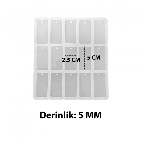 Epoksi Dikdörtgen Anahtarlık ve Kolye Kalıbı 15 Li Epoksi Dikdörtgen Anahtarlık ve Kolye Kalıbı 15 Li