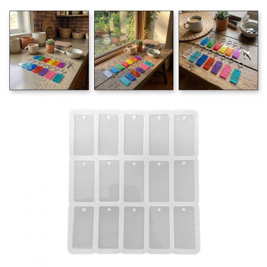 Epoksi Dikdörtgen Anahtarlık ve Kolye Kalıbı 15 Li Epoksi Dikdörtgen Anahtarlık ve Kolye Kalıbı 15 Li